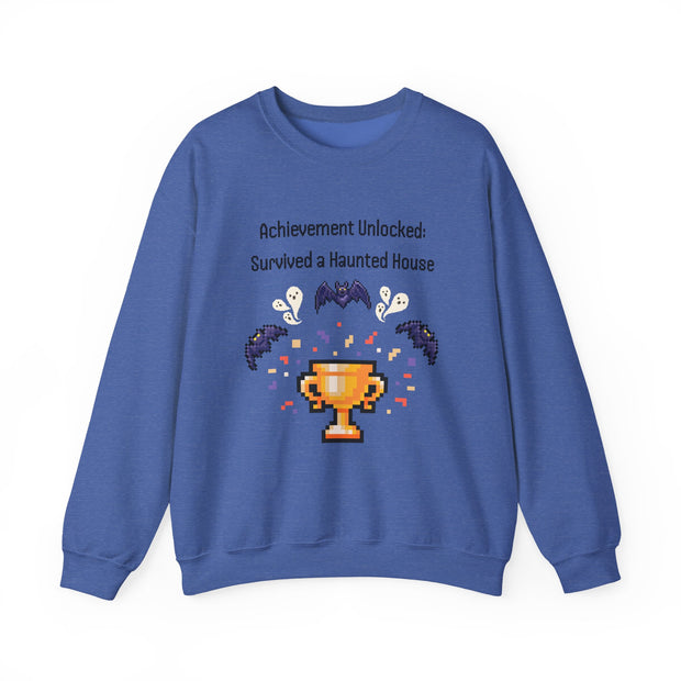 'Achievement Unlocked: Survived A Haunted House' Unisex Crewneck Sweatshirt