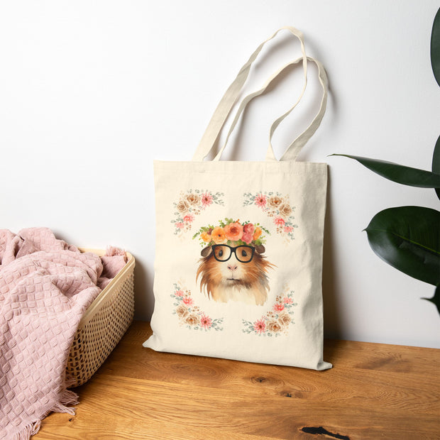 Geeky Goddess Guinea Pig Cotton Canvas Tote Bag
