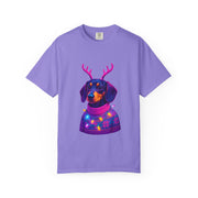 Dachshund in Reindeer Antlers T-Shirt | Christmas Sweater Lights Design