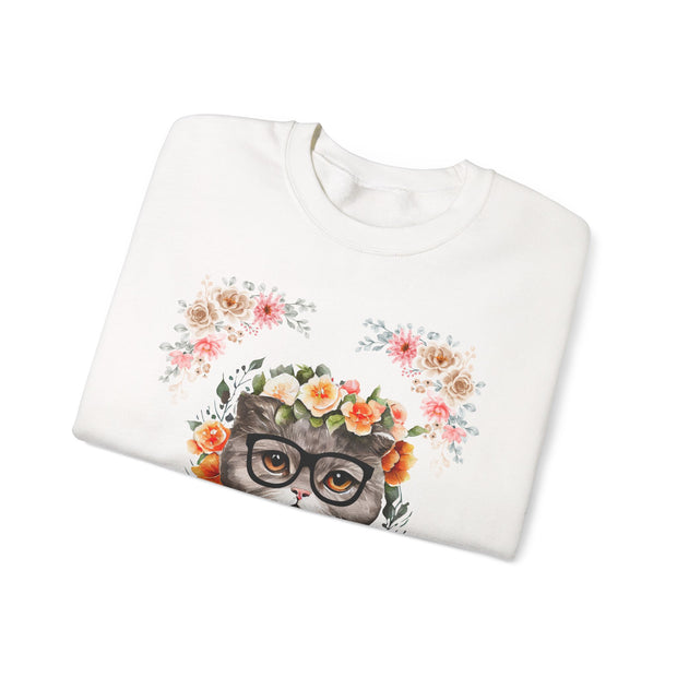 Geek Goddess Gray Cat Unisex Crewneck Sweatshirt