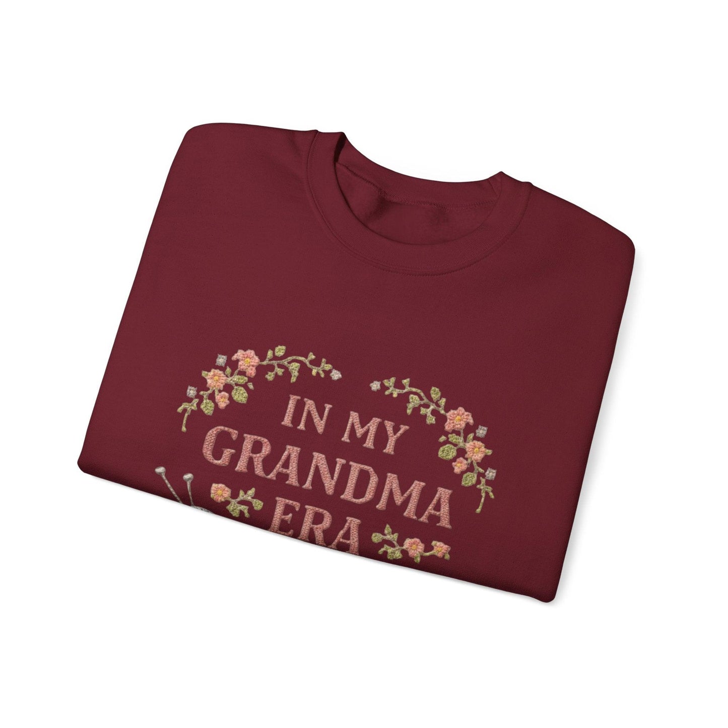 In My Grandma Era knitting balls and glasses Sweatshirt | Cozy vintage floral design