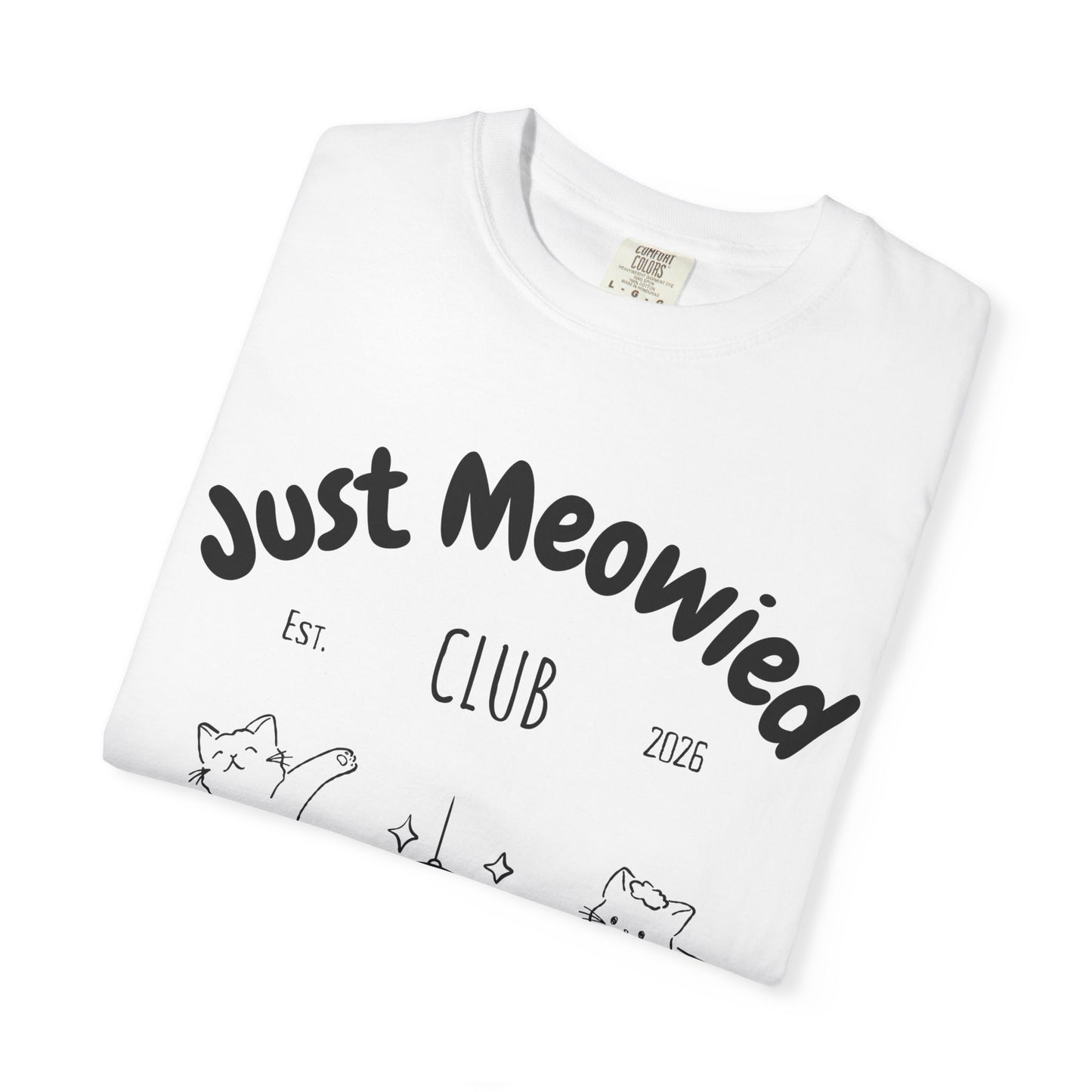 Just Married Cat Wedding Shirt Newlywed Couple Matching T-Shirt Comfort Colors Mr And Mrs Tee Just Meowied Honeymoon Gift For Bride Groom