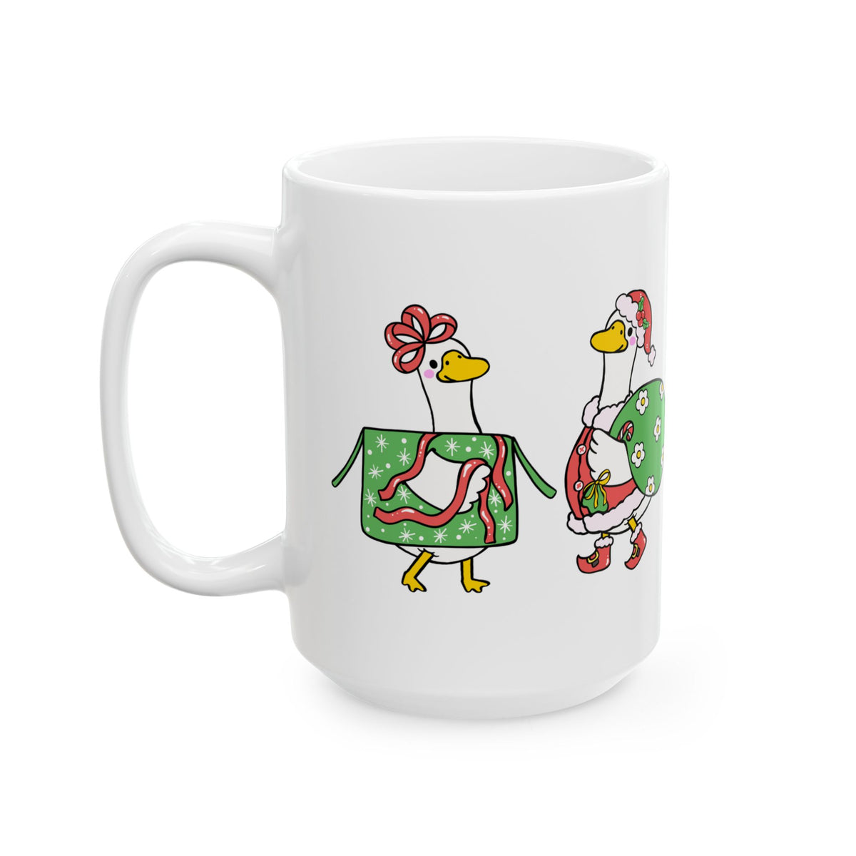 Christmas Duck Illustration Mug | Ceramic Coffee Cup