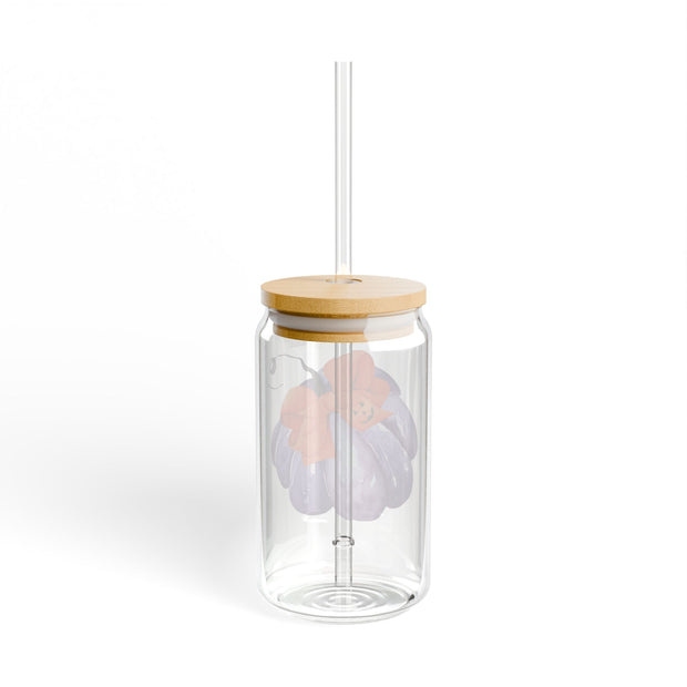 Purple Pumpkin Wrapped In A Bow Sipper Glass