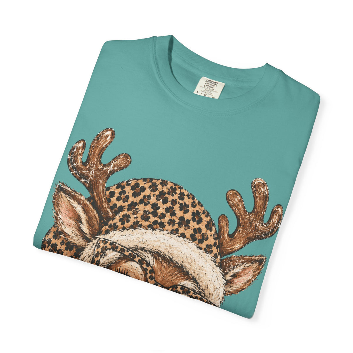 Leopard Reindeer Christmas Shirt, Retro Reindeer Tee, Cheetah Print Holiday Shirt, Cute Christmas T-Shirt, Reindeer Gift for Her