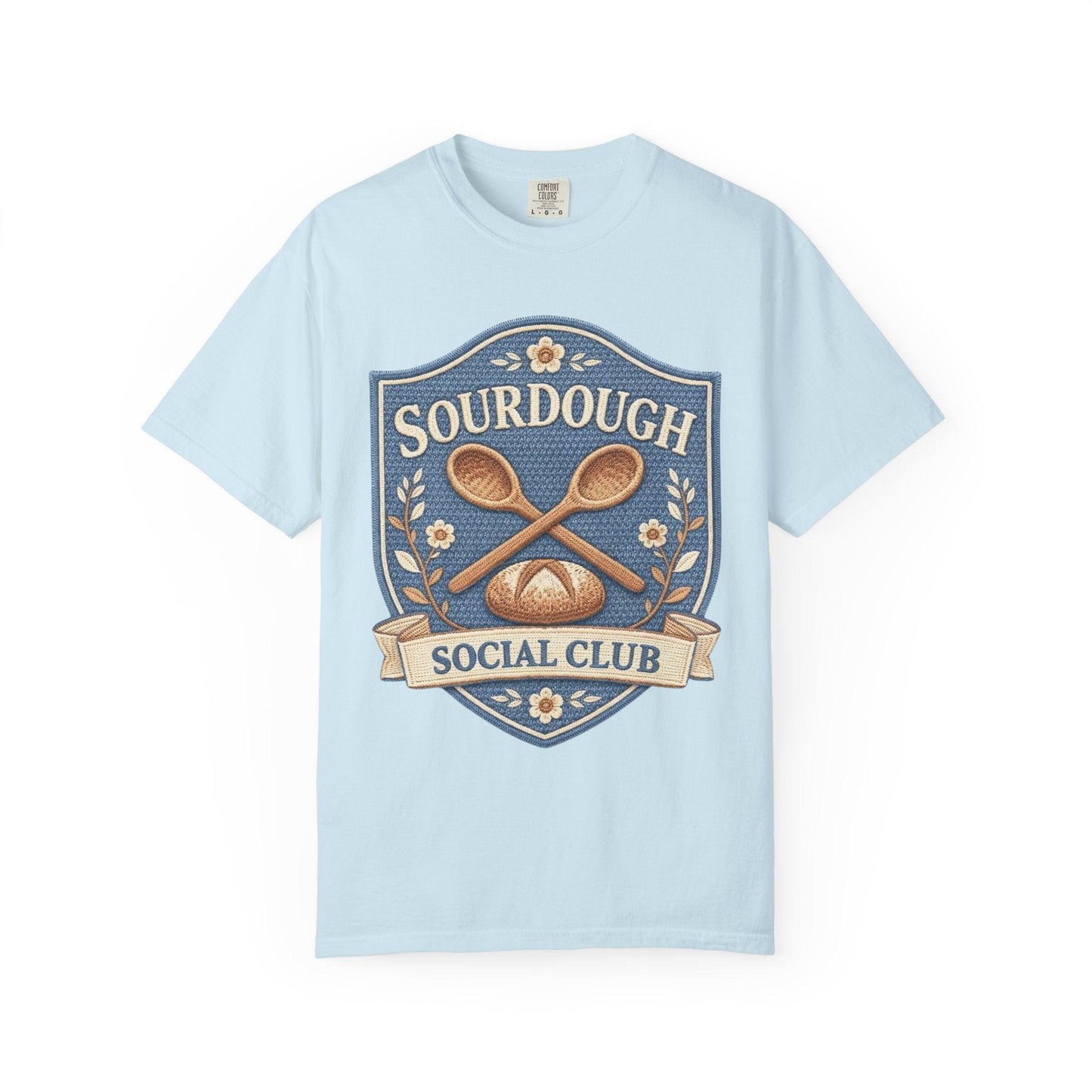 Sourdough Social Club T-shirt | Vintage Baking Badge, Bread Loaf & Spoons