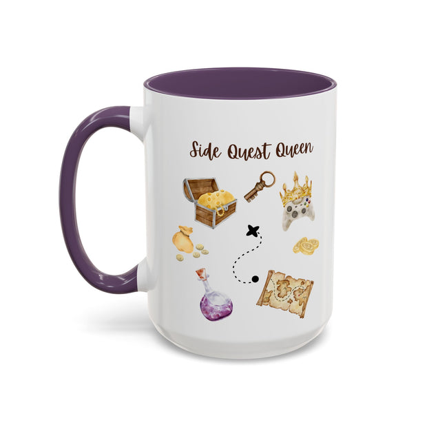 'Side Quest Queen' Accent Coffee Mug