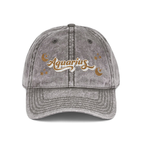 'Aquarius' Vintage Embroidered Cap