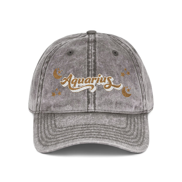 'Aquarius' Vintage Embroidered Cap