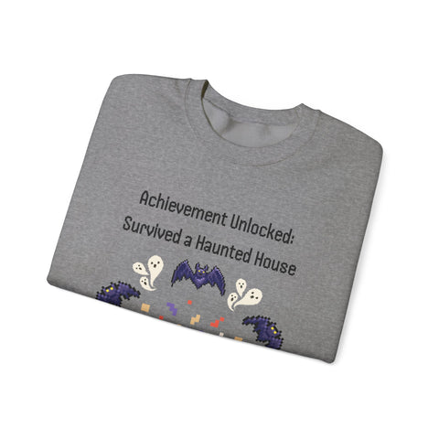 'Achievement Unlocked: Survived A Haunted House' Unisex Crewneck Sweatshirt