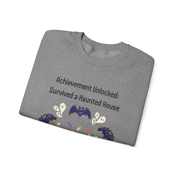 'Achievement Unlocked: Survived A Haunted House' Unisex Crewneck Sweatshirt