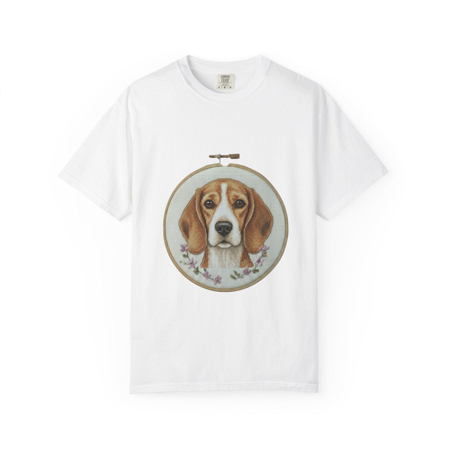 Beagle Portrait Embroidery Hoop T-shirt | Dog Art Tee