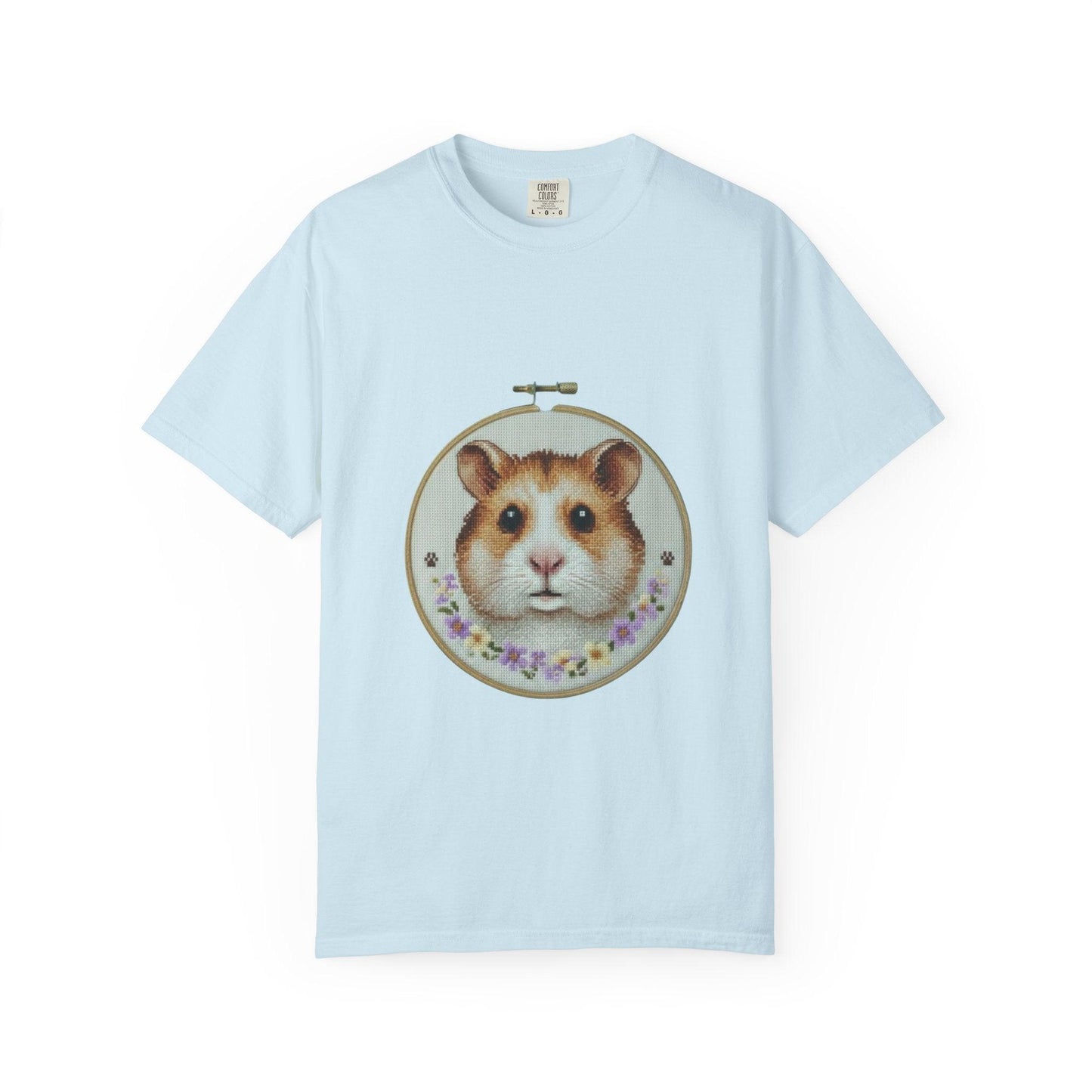 Hamster Portrait Embroidery Hoop T-shirt | Cute Small Pet Illustration