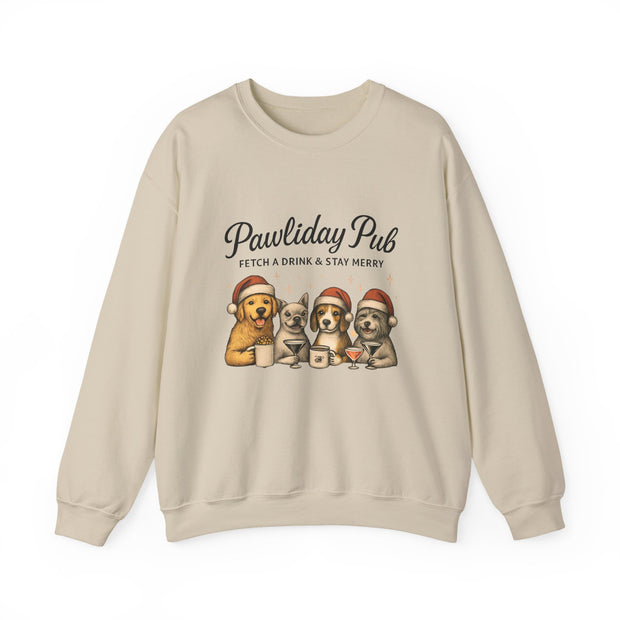 Pawlidday Pub Sweatshirt, Cozy Dog Lover Crewneck, Funny Pet Sweatshirt, Holiday Dog Apparel, Gift for Animal Lovers