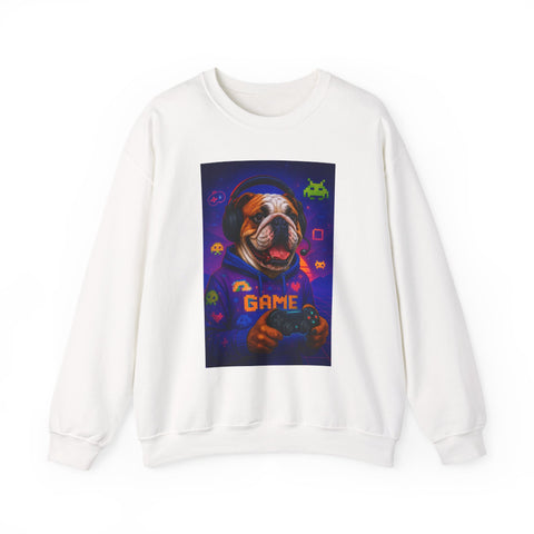 Gaming Dog Crewneck Sweatshirt, Cozy Gamer Gift, Unisex Sweatshirt, Video Game Lover Apparel, Fun Dog Design Sweatshirt