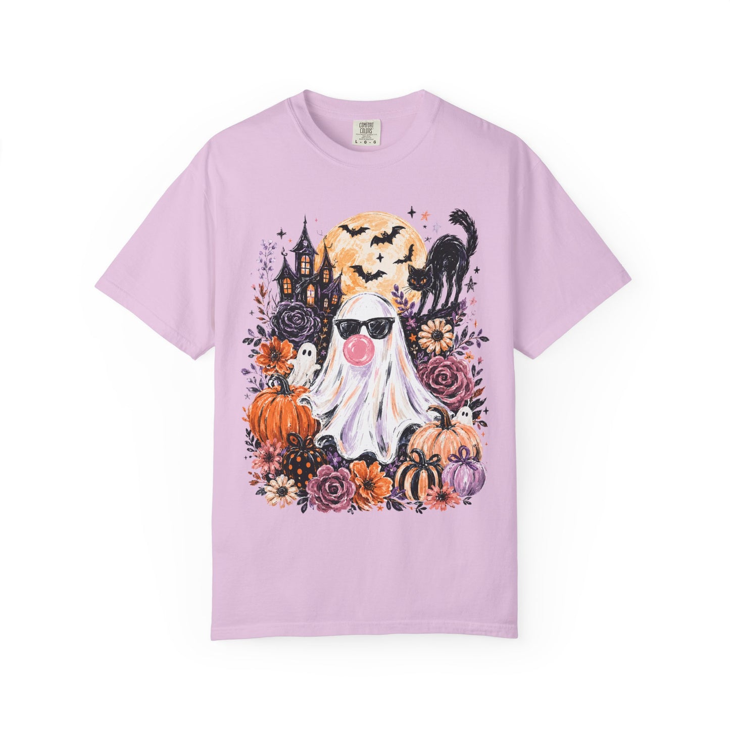 Cute Sunglasses Ghost Halloween T-shirt | Pumpkin, Black Cat, Haunted House