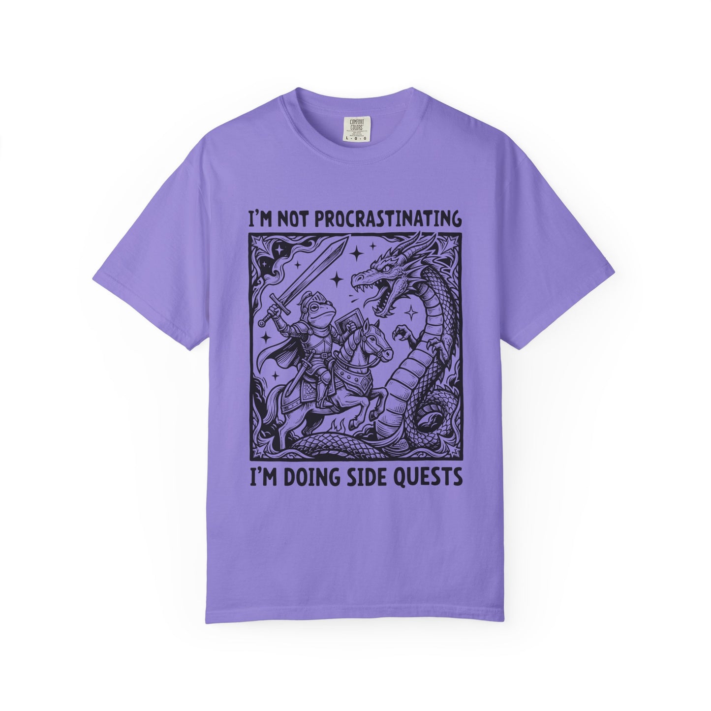I'm Not Procrastinating I'm Doing Side Quests T-Shirt, Funny Gamer Tee, RPG Knight vs Dragon Shirt, Fantasy Gaming Graphic T-Shirt, Nerd Gift