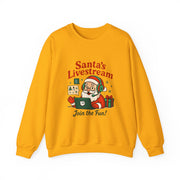 Cozy Christmas Crewneck Sweatshirt - Santa's Livestream Fun, Unisex Holiday Pullover, Gift for Gamers, Xmas Comfort Wear, Festive Sweatshirt