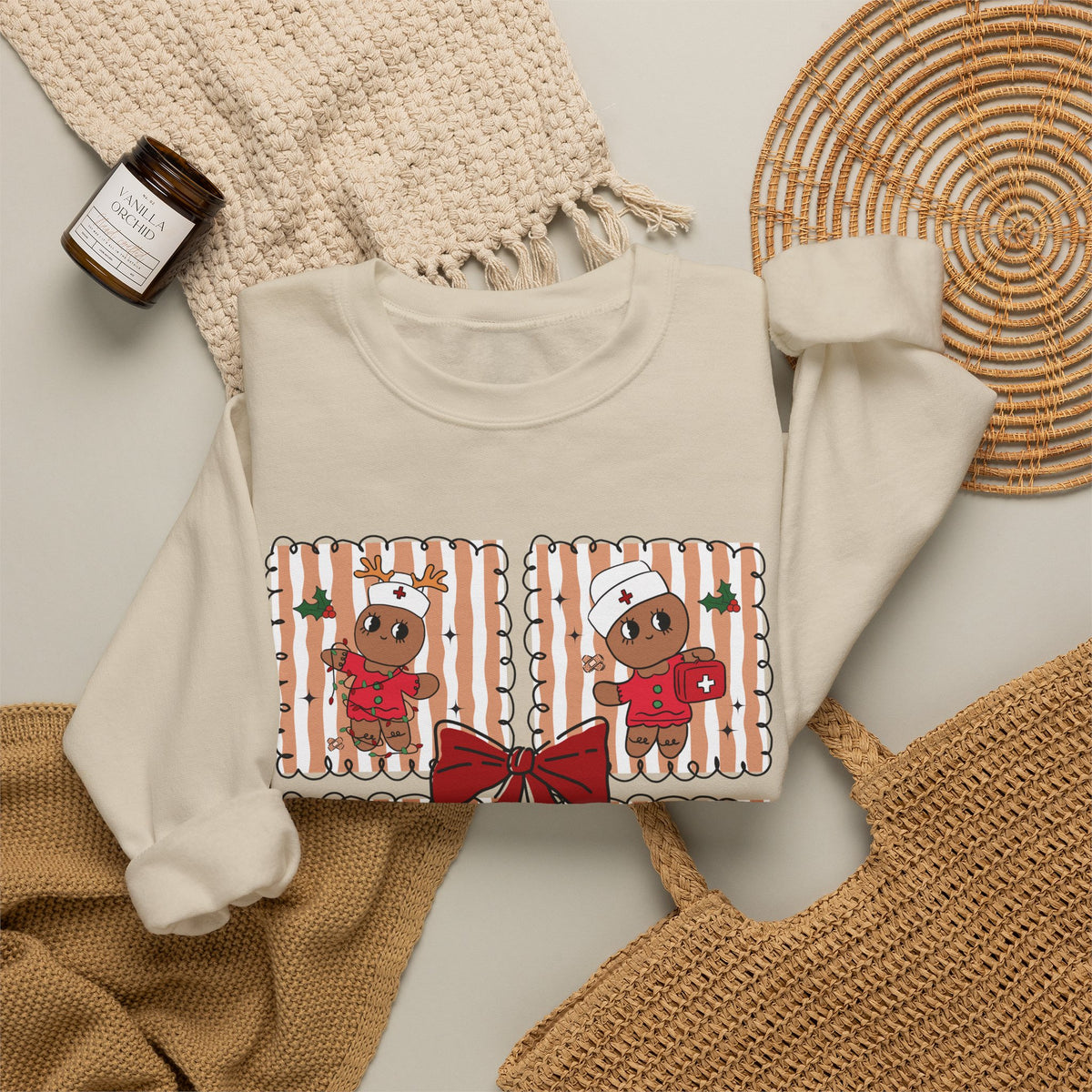 Gingerbread Christmas Sweatshirt, Cute Gingerbread Crewneck, Christmas Bow Sweatshirt, Gingerbread Man Shirt, Funny Holiday Sweater, Christmas Gift