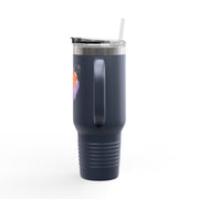 Purple Pumpkin Wrapped In A Bow Insulated Travel Mug, 40oz
