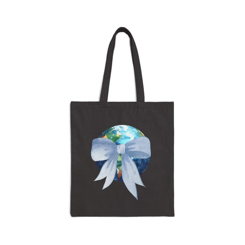 Earth Wrapped In A Bow Cotton Canvas Tote Bag