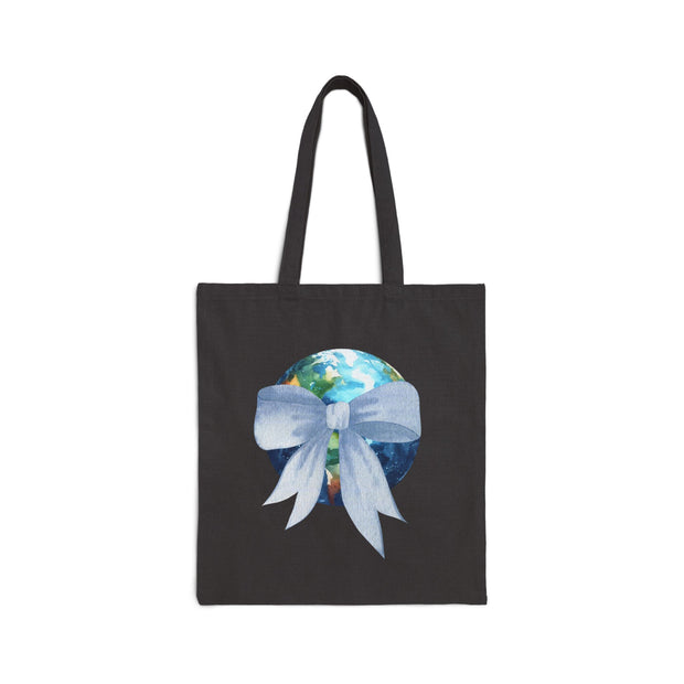 Earth Wrapped In A Bow Cotton Canvas Tote Bag