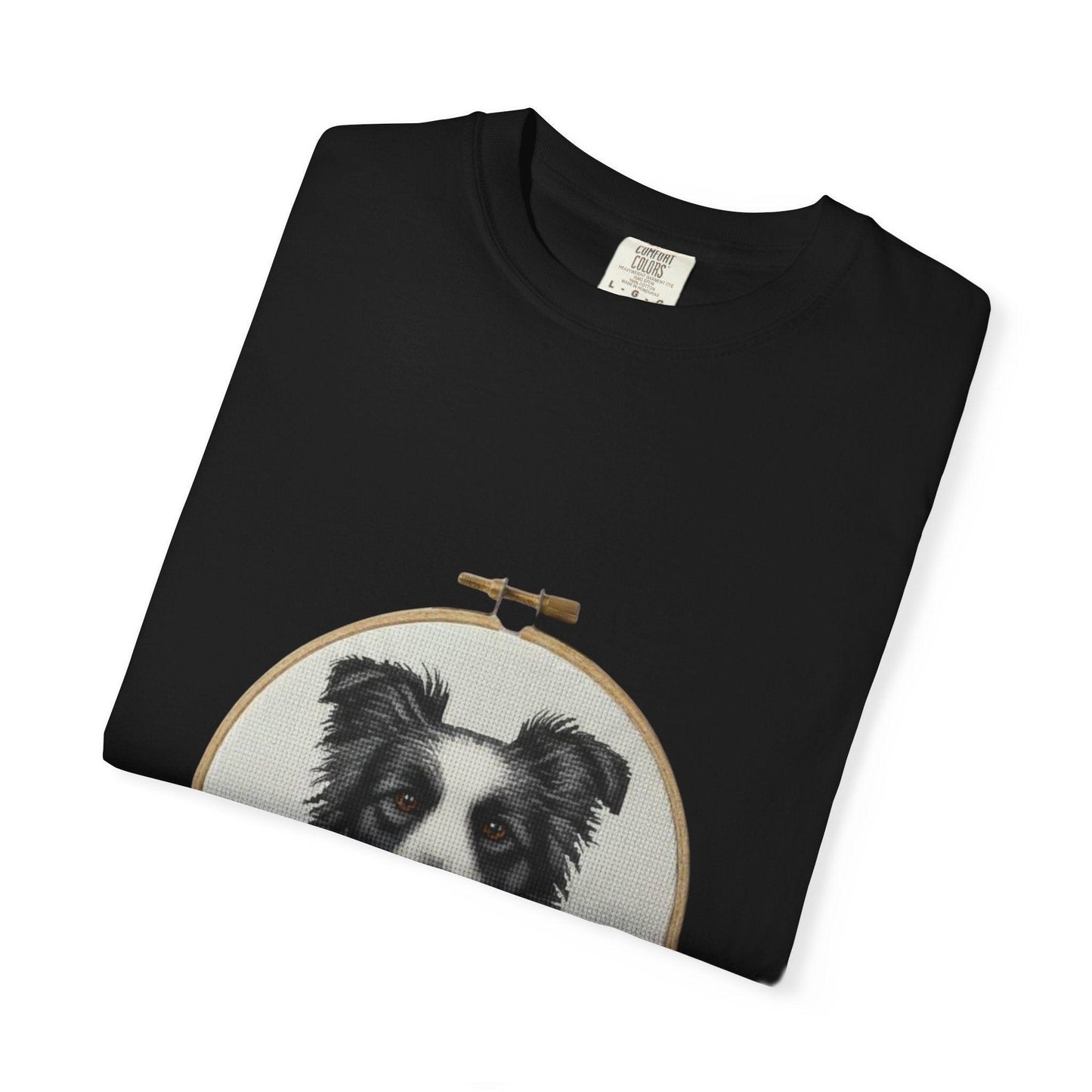 Border Collie Shirt, Dog Mom Gift, Cross Stitch Dog Portrait Tee, Embroidery Hoop Floral Pet Lover Top