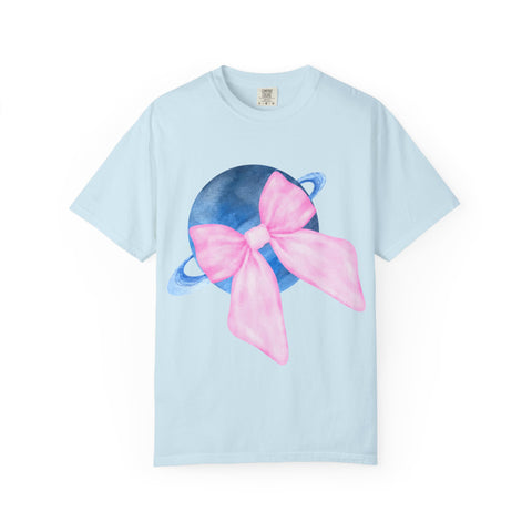 Blue Saturn Wrapped In Pink Bow Unisex T-Shirt