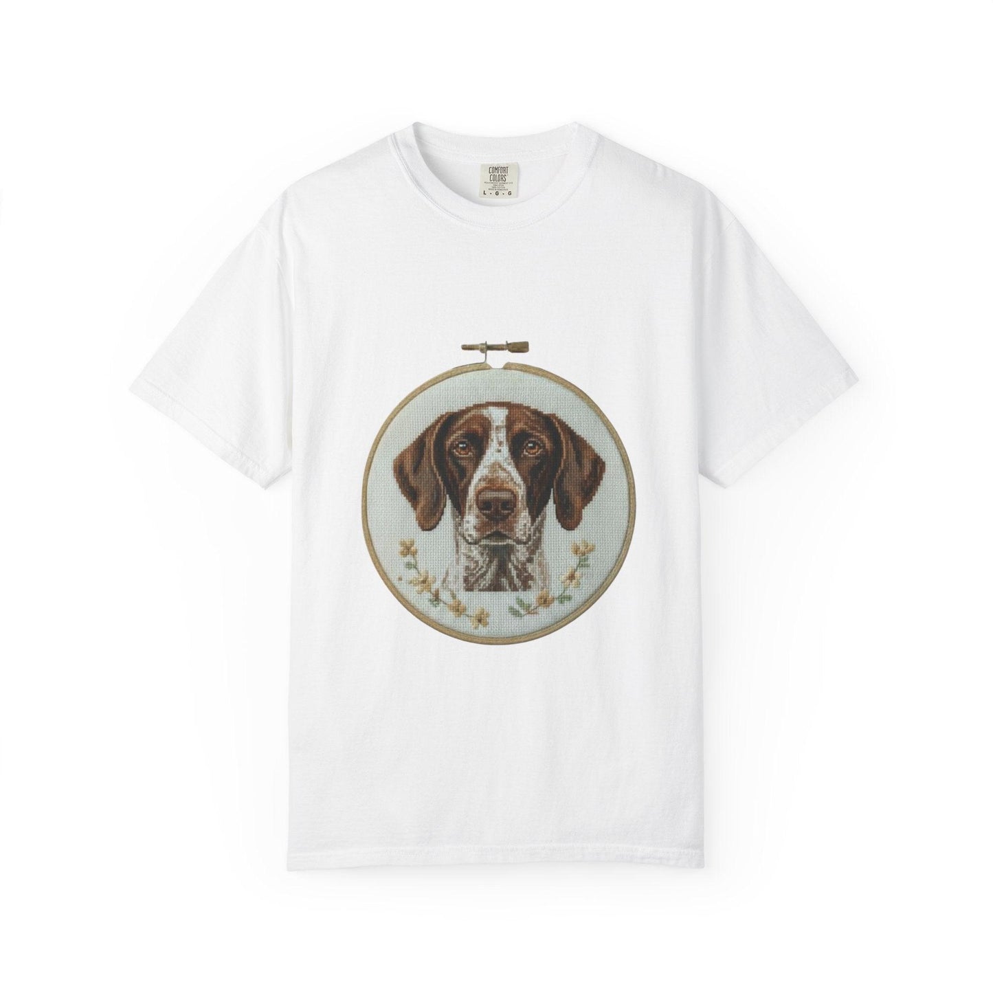 German Shorthaired Pointer Portrait T-Shirt | Embroidery Hoop Dog Art