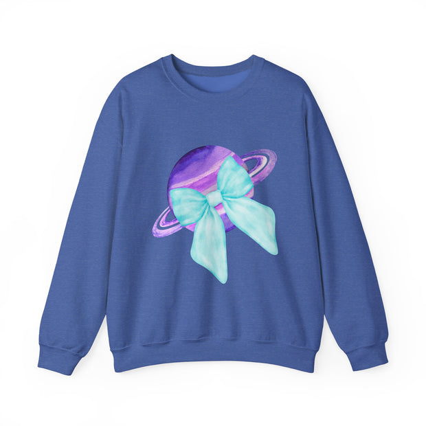 Purple Saturn Wrapped In A Bow Sweatshirt