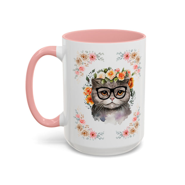 Geeky Goddess Gray Cat Accent Coffee Mug