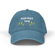 'Chaotic Neutral Energy' Denim Embroidered Cap