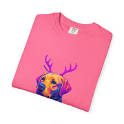 Labrador Retriever with Reindeer Antlers T-Shirt | Neon Holiday Sweater Dog