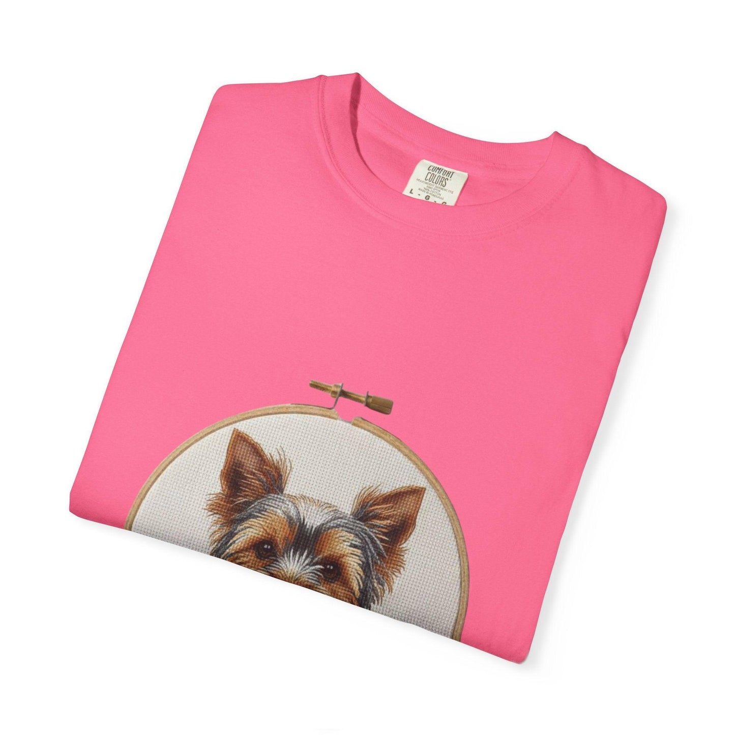 Yorkshire Terrier Portrait T-Shirt | Embroidery Hoop Dog Illustration