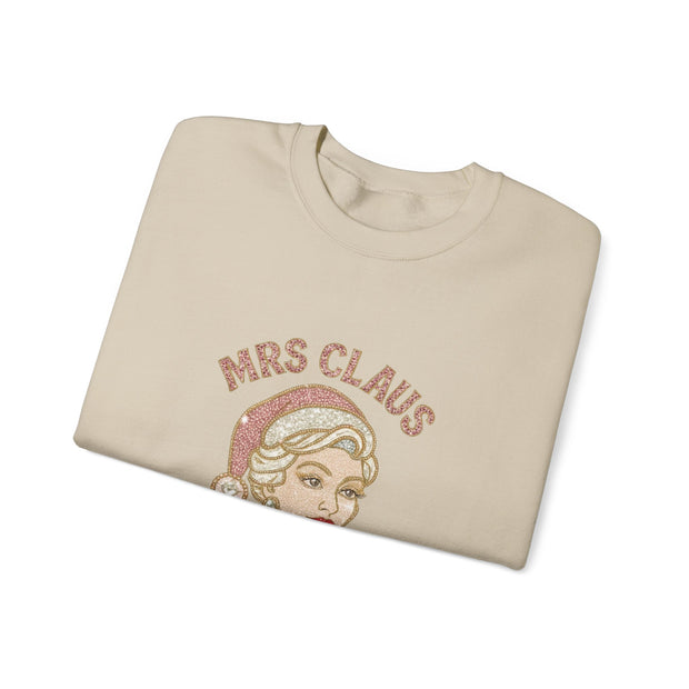 Mrs Claus Glam Squad Sweatshirt | Retro Mrs. Claus Illustration, Christmas Holiday Crewneck