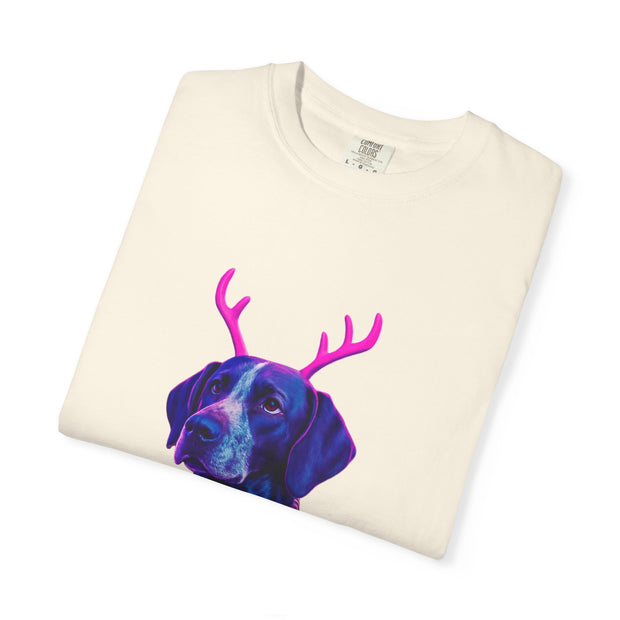 Neon Reindeer German Shorthaired Pointer T-Shirt | Festive Sweater Pup Holiday Tee