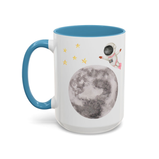 Astronaut Flying To The Moon Accent Coffee Mug