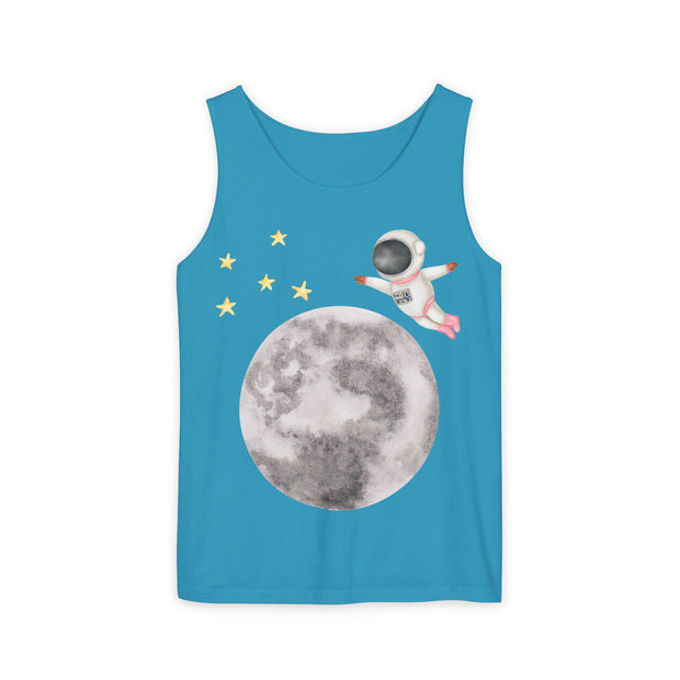 Astronaut Flying To The Moon Unisex Tank Top