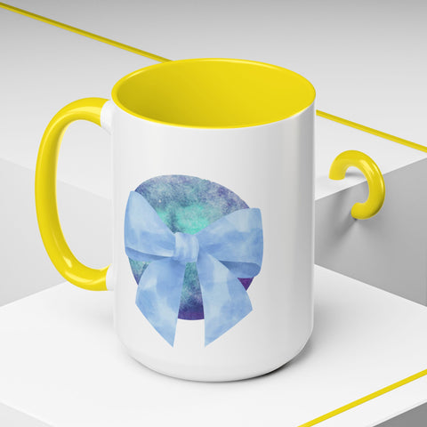 Blue/Green Planet Wrapped In A Bow Accent Coffee Mug