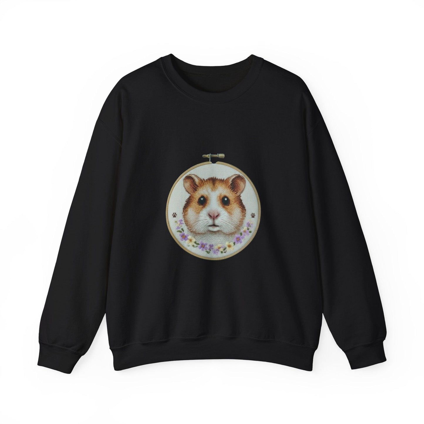 Hamster Portrait Sweatshirt | Embroidery Hoop Floral Frame