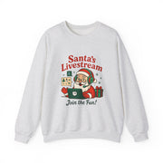 Cozy Christmas Crewneck Sweatshirt - Santa's Livestream Fun, Unisex Holiday Pullover, Gift for Gamers, Xmas Comfort Wear, Festive Sweatshirt