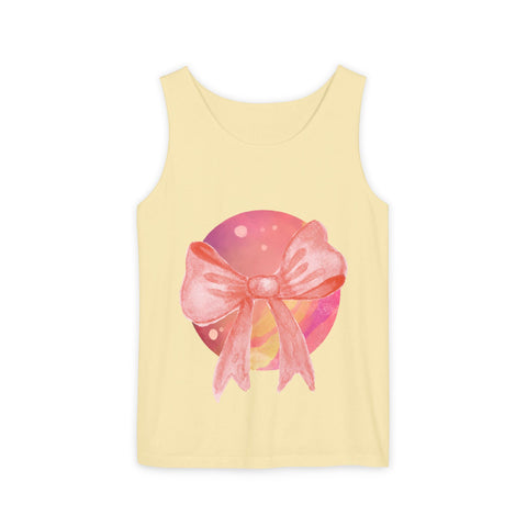 Pink/Yellow Planet Wrapped In Bow Unisex Tank Top