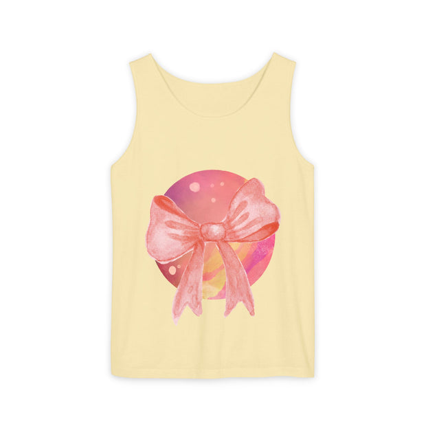 Pink/Yellow Planet Wrapped In Bow Unisex Tank Top