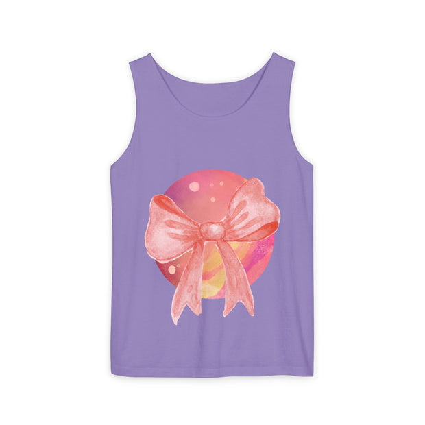 Pink/Yellow Planet Wrapped In Bow Unisex Tank Top