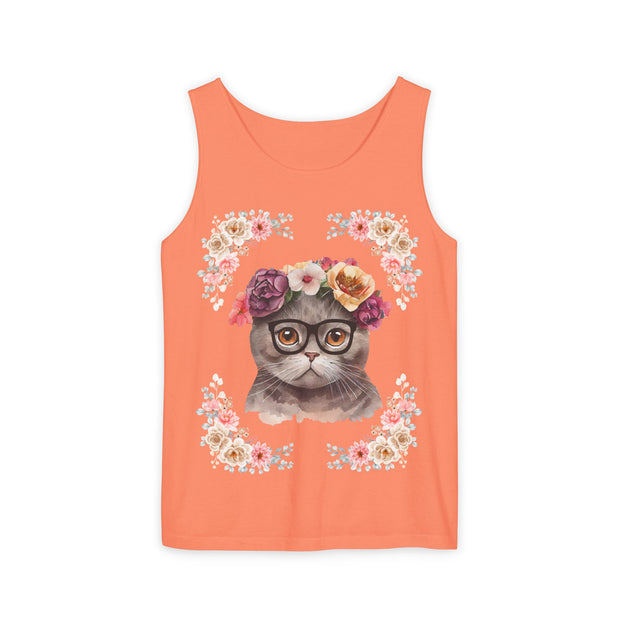 Geeky Goddess Dark Gray Cat Unisex Tank Top