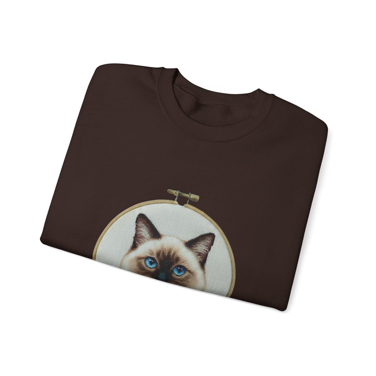 Siamese Cat Portrait Sweatshirt | Embroidery Hoop Floral Frame