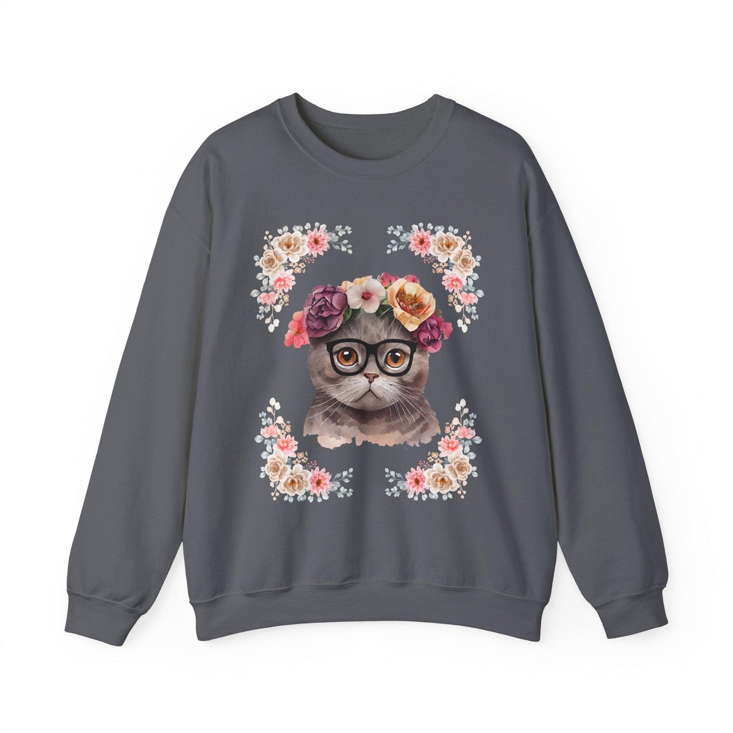 Geeky Goddess Dark Gray Cat Unisex Crewneck Sweatshirt