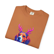 Neon Beagle in Reindeer Antlers T-Shirt | Christmas Dog Sweater Design