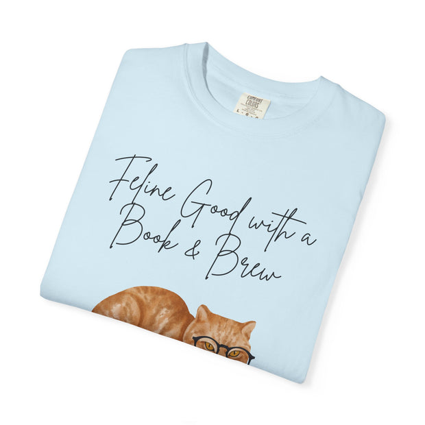 'Feline Good with a Book & Brew' Unisex T-Shirt