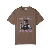 North Pole Speakeasy T-Shirt, Holiday T-Shirt, Unisex Christmas Tee, Vintage Style Tee, Fun Santa Shirt, Festive Gift Idea